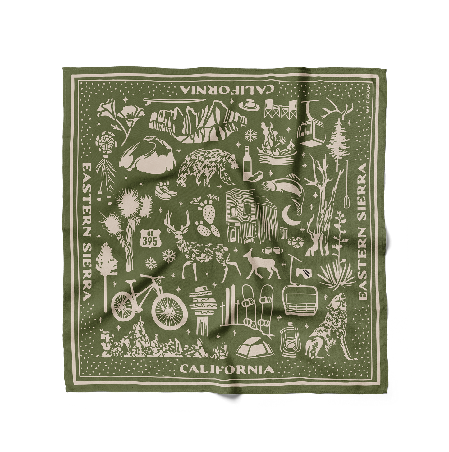 Eastern Sierra Adventure Bandana, Sage