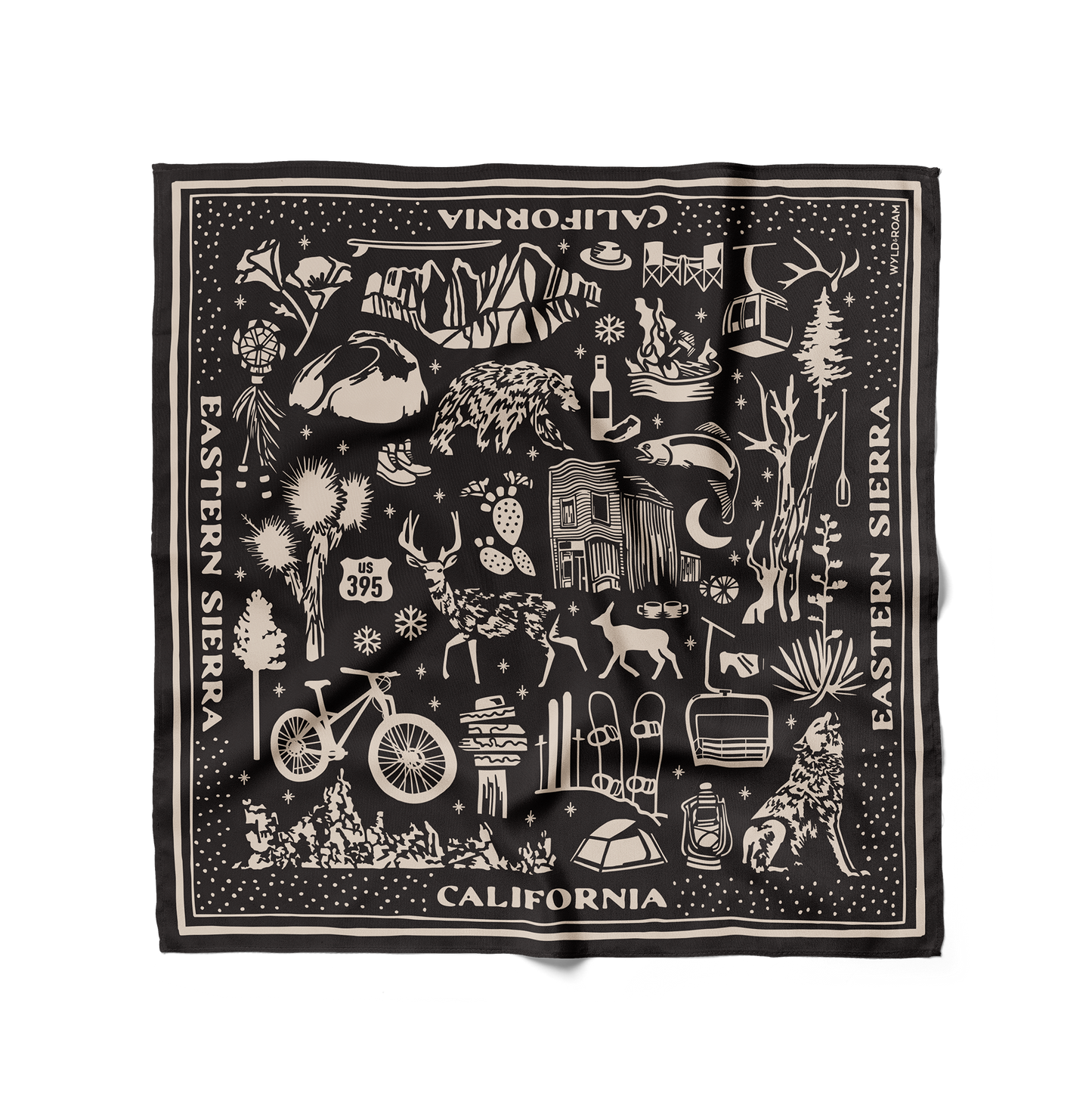 Eastern Sierra Adventure Bandana, Black