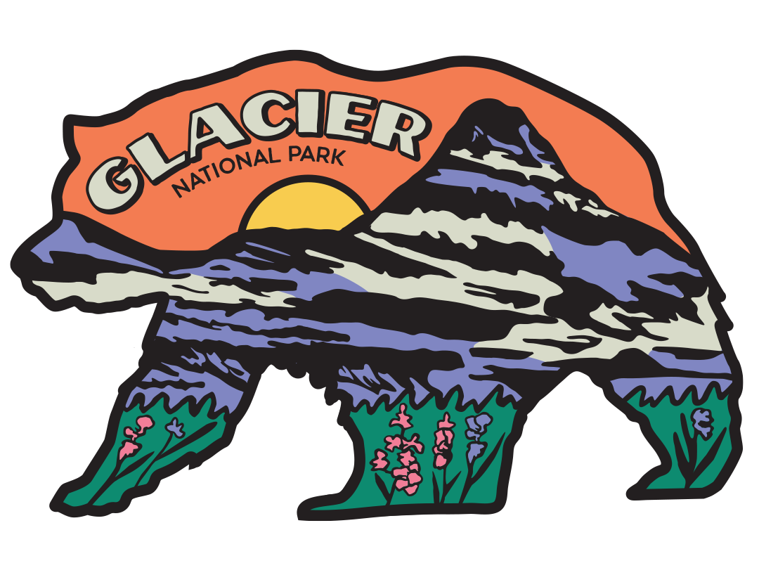 Glacier National Park Bear Scene Sticker