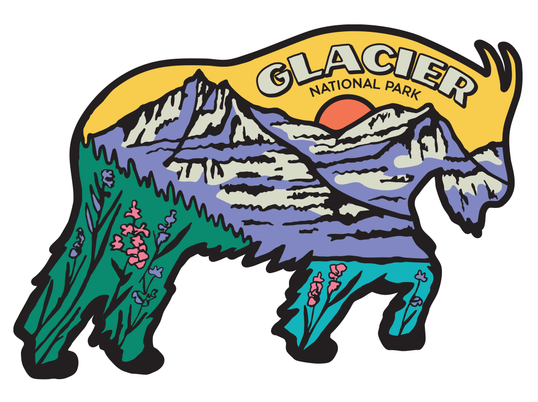 Glacier National Park Mountain Goat Scene Sticker