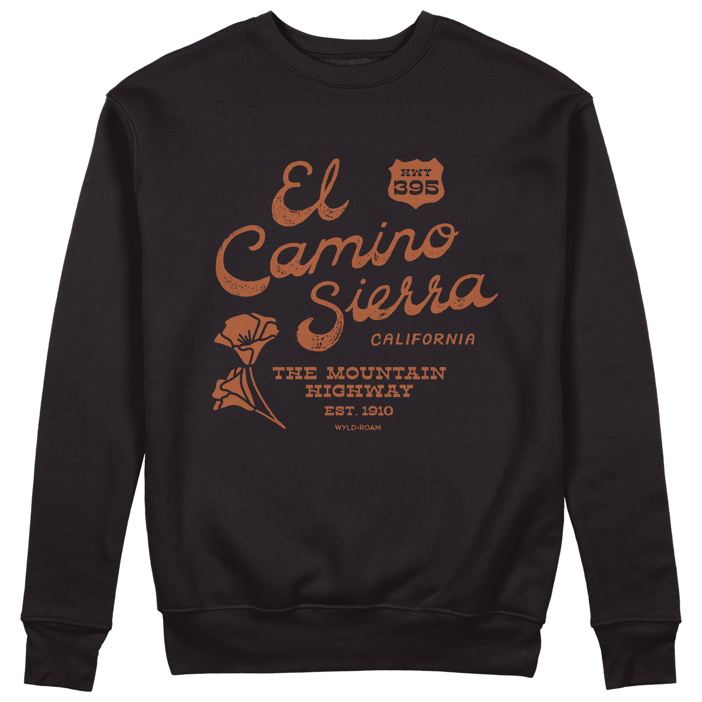 El Camino Sierra Mountain Highway 395  Crewneck, Black