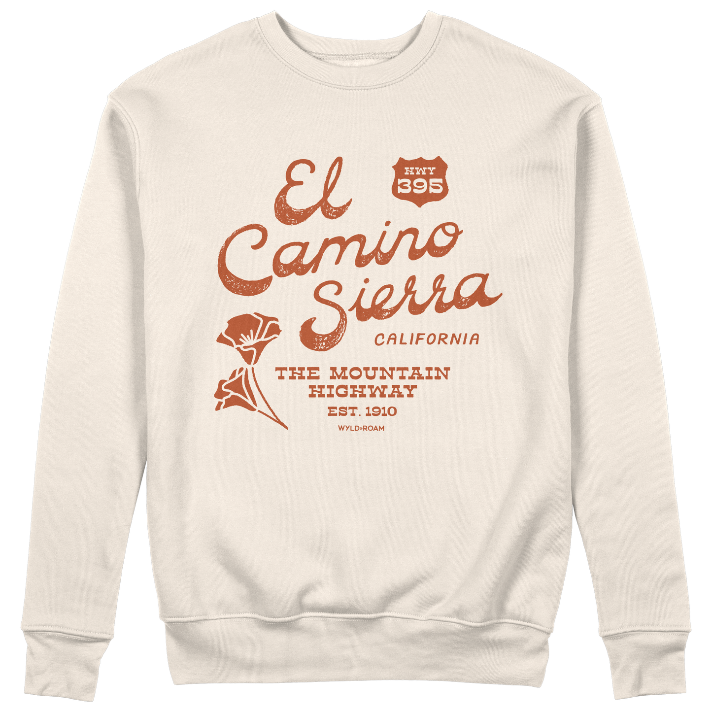 El Camino Sierra Mountain Highway 395 Crewneck, Vintage White