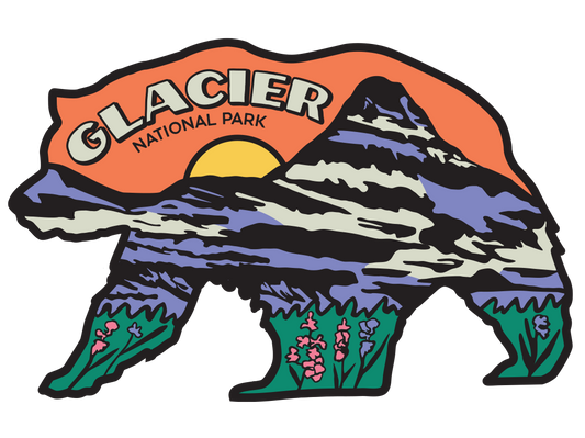 Glacier National Park Bear Scene Sticker