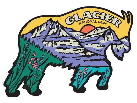 Glacier National Park Mountain Goat Scene Sticker