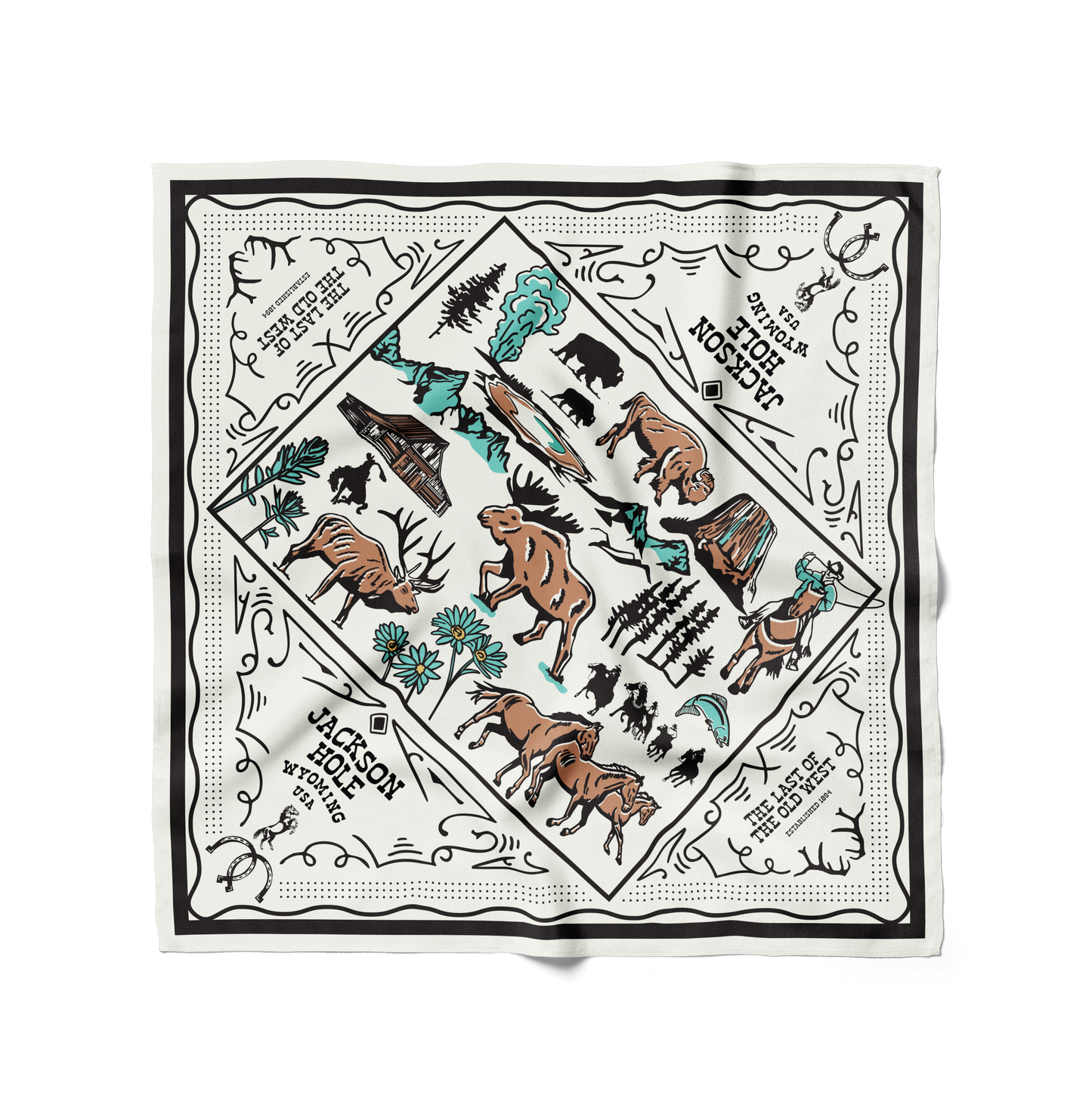 Jackson Hole, Wyoming Map Bandana